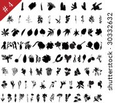 Vector collection of different plants and flowers silhouettes #4