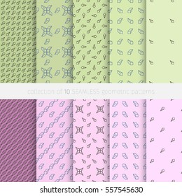 vector collection of different seamless geometric patterns, good for decor, covers, textile etc