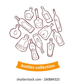 Vector collection of different shaped bottles.