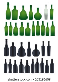 Vector collection of different silhouette bottles