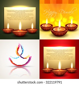 vector collection of different types of diwali background with decorated diya 