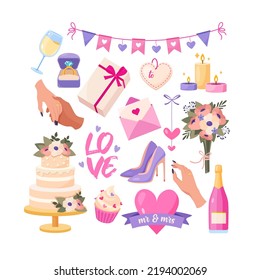 Vector collection of different wedding elements