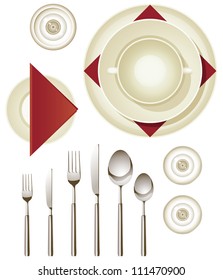 Vector collection of dinnerware for creating your own table setting