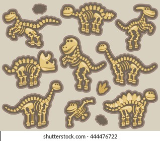 Vector Collection of Dinosaur Fossils or Bones