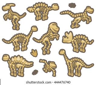 Vector Collection of Dinosaur Fossils or Bones