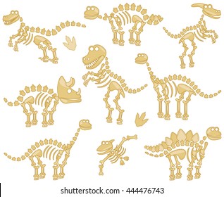 Vector Collection of Dinosaur Fossils or Bones