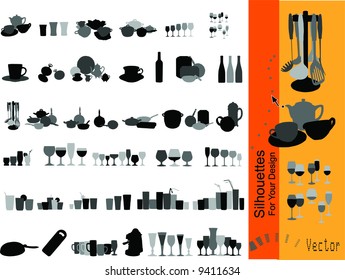 Vector collection dishware