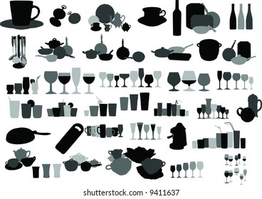 Vector collection dishware