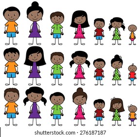 Vector Collection of Diverse Stick People in Vector Format