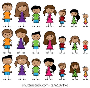 Vector Collection of Diverse Stick People in Vector Format