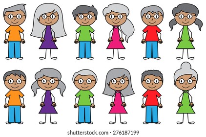 Vector Collection of Diverse Stick People in Vector Format