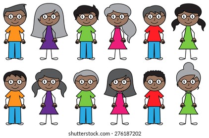 Vector Collection of Diverse Stick People in Vector Format