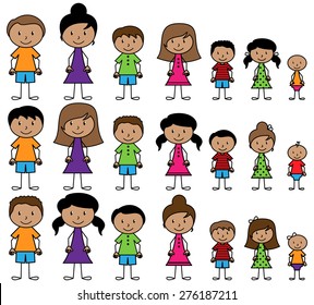 Vector Collection of Diverse Stick People in Vector Format