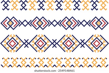 Vector collection of dividers, borders with scandinavian folk patterns.