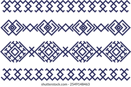 Vector collection of dividers, borders with scandinavian folk patterns.