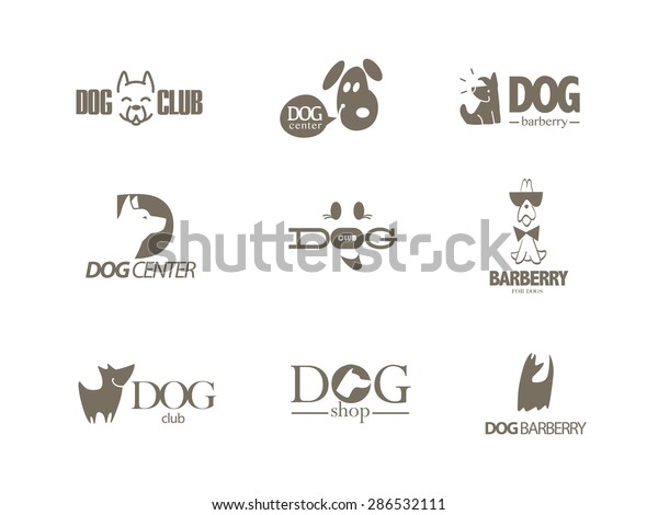 Immagine Vettoriale Stock A Tema Collezione Vettoriale Del Logo Del Cane Royalty Free