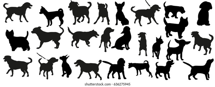 Vector, a collection of dog silhouettes