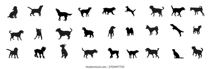 Vector, a collection of dog silhouettes, a large collection