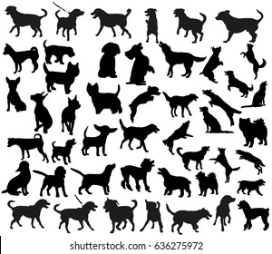 Vector, a collection of dog silhouettes, a large collection