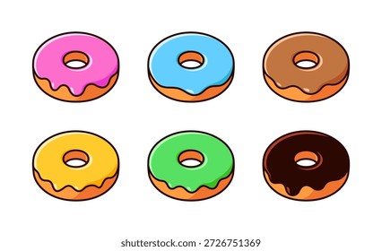 coleção vetorial de rosquinhas com diferentes coberturas
