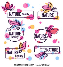 vector collection of doodle flowers emblems frames and logo