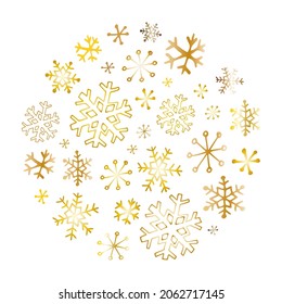 Vector collection of doodle snowflakes. Simple hand drawn winter illustrations. Christmas card, Happy New Year