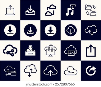 vector collection of download and share icons