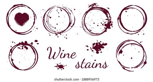 Vector collection of drink stains in the form of rings isolated on a transparent background. Abstract elements for creative decoration.