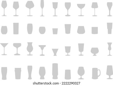Una colección vectorial de vasos de bebida