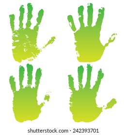 vector collection of eco concept symbolic human's green hands, grunge 