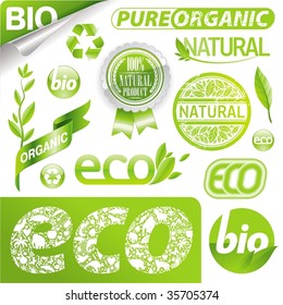 Vector collection: eco signs, labels, tags and emblems