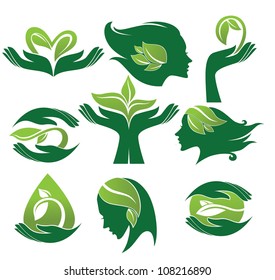 vector collection of ecological and natural beauty symbols and signs