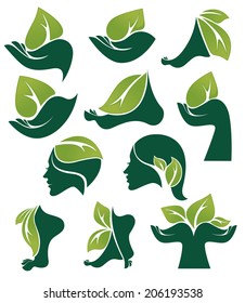 vector collection of ecological and natural beauty symbols and signs