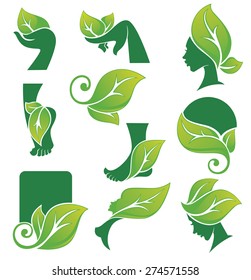 vector collection of ecological and natural beauty symbols and signs