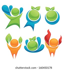 vector collection of ecological people and nature symbols