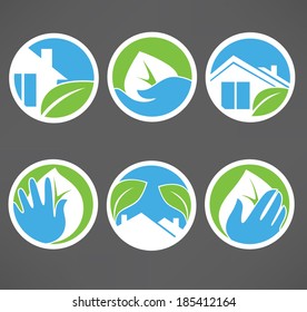 vector collection of ecological property symbols, signs and icons