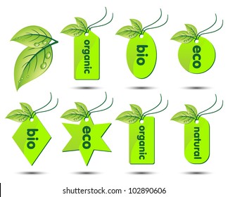 Vector collection of ecological stickers isolated on white background