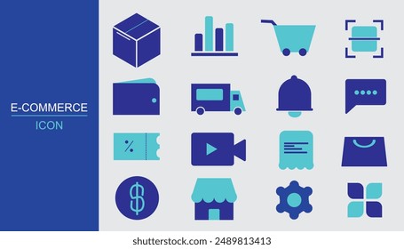 Vector collection of ecommerce icons. Online shopping and delivery elements. E-business symbol. Vector collection of solid icons. icon online shop