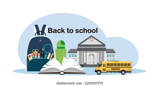 Vector of collection of education icon on blue background.Education and welcome back to school concept.vector illustration.