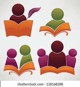 vector collection of educational and reading symbols and icons