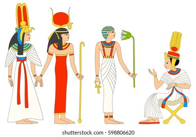 Colección de vectores personajes femeninos egipcias - diosa Isis y reina