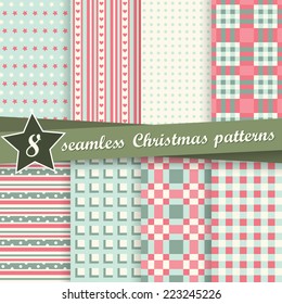vector collection of eight seamless christmas backgrounds