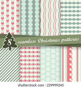 vector collection of eight seamless christmas backgrounds