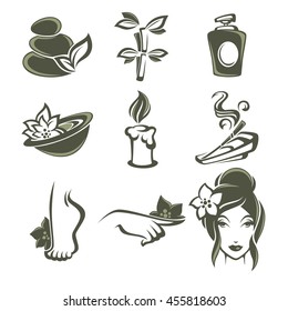 Vector Collection Of Emblems And Objects For Spa Center And Beauty Treatment Salon