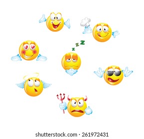 Vector collection of emotional faces. Smileys icon set