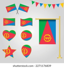 Colección de vectores de emblemas e iconos de la bandera de Eritrea en diferentes formas ilustración vectorial Eritrea