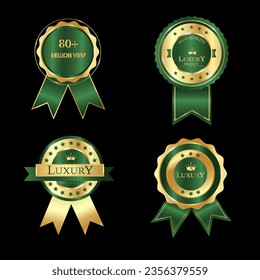 Vector collection of exclusive set of premium gold stickers for any design