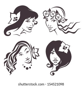 vector collection of exotic beauty faces