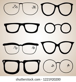 A Vector Collection of Eye Antique and Modern Eye Glasses 