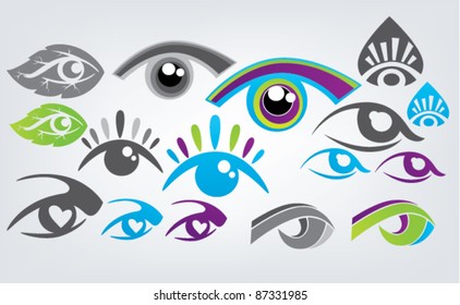 vector collection of eyes icons and symbols